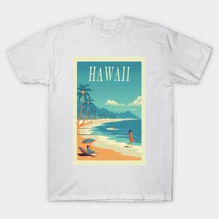 Hawaii Vintage Retro Travel Poster T-Shirt